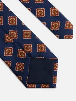 Silbon Accesorios·Corbatas, Pajaritas Y Pañuelos-Corbata seda estampado ejo Azul