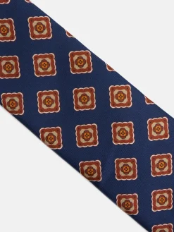 Silbon Accesorios·Corbatas, Pajaritas Y Pañuelos-Corbata seda estampado ejo Azul