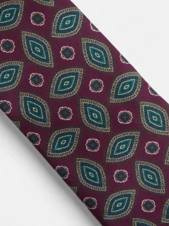 Silbon Accesorios·Corbatas, Pajaritas Y Pañuelos-Corbata vintage motivo ovalado Burdeos
