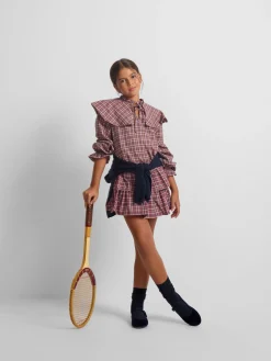 Silbon Vestidos Y Faldas-Falda girl volantes cuadros y rosas Morados