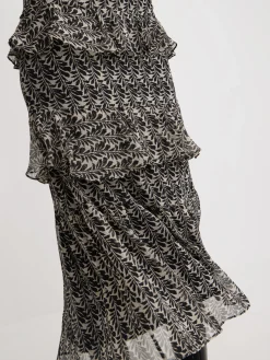 Silbon Vestidos, Monos Y Faldas-Falda larga volantes estampado s Negro