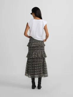 Silbon Vestidos, Monos Y Faldas-Falda larga volantes estampado s Negro