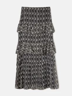 Silbon Vestidos, Monos Y Faldas-Falda larga volantes estampado s Negro