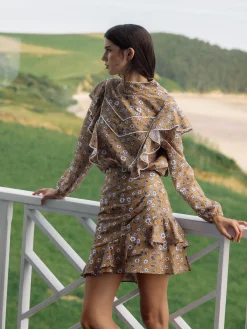 Silbon Vestidos, Monos Y Faldas-Falda mini estampado flores Camel