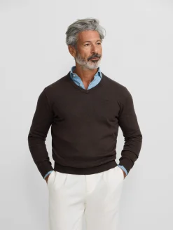 Silbon Smart Casual·Jerséis Y Cárdigan-Jersey classic cuello pico Marron