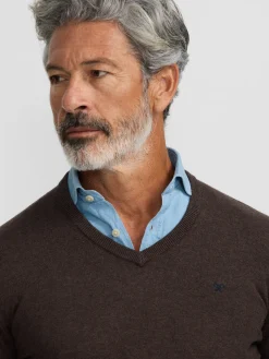 Silbon Smart Casual·Jerséis Y Cárdigan-Jersey classic cuello pico Marron