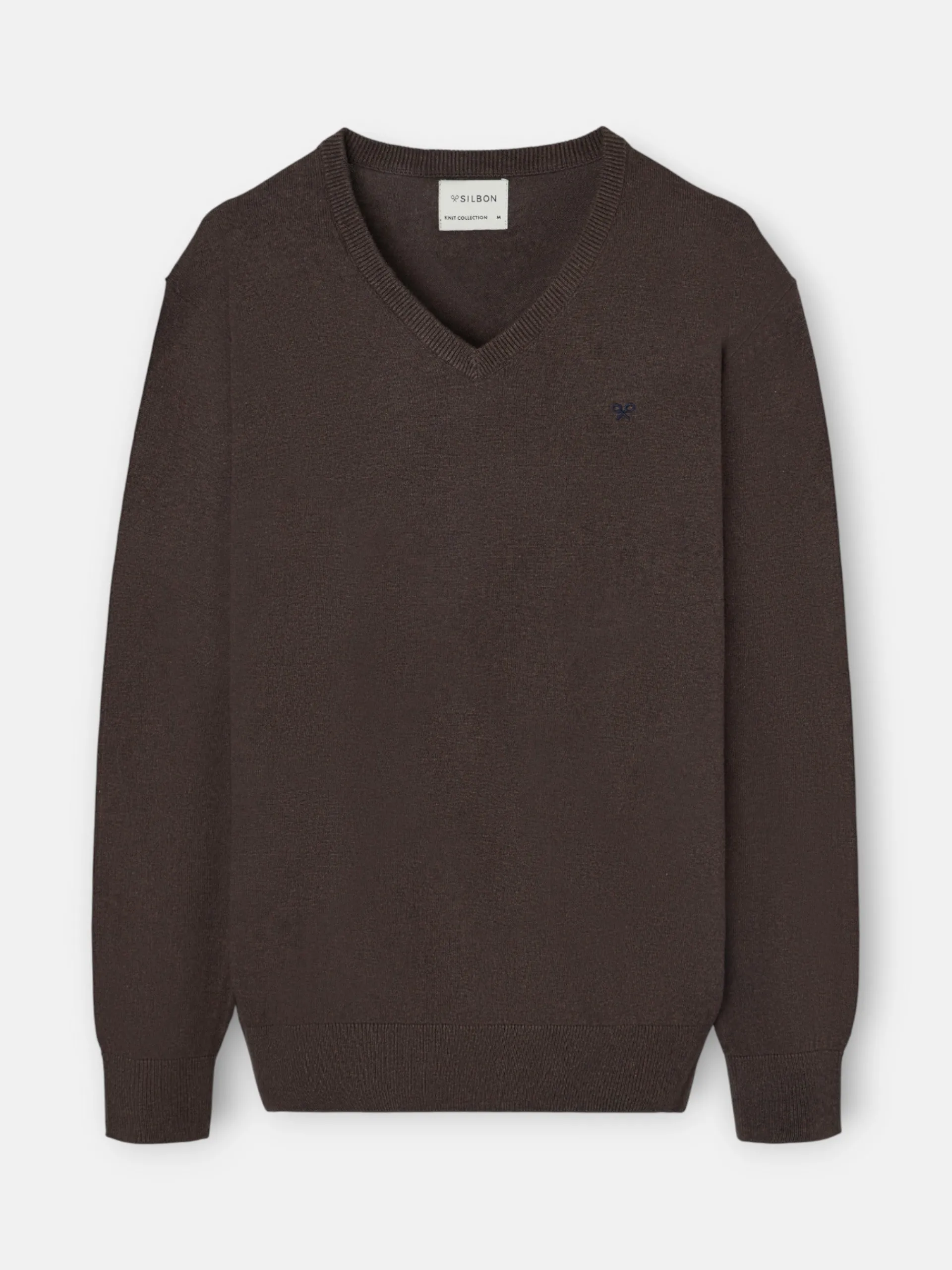 Silbon Smart Casual·Jerséis Y Cárdigan-Jersey classic cuello pico Marron