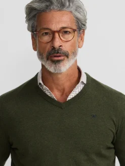 Silbon Smart Casual·Jerséis Y Cárdigan-Jersey classic cuello pico Verde