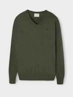 Silbon Smart Casual·Jerséis Y Cárdigan-Jersey classic cuello pico Verde