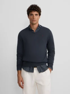 Silbon Smart Casual·Jerséis Y Cárdigan-Jersey classic cuello pico azul Gris