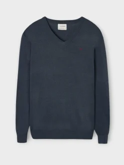 Silbon Smart Casual·Jerséis Y Cárdigan-Jersey classic cuello pico azul Gris