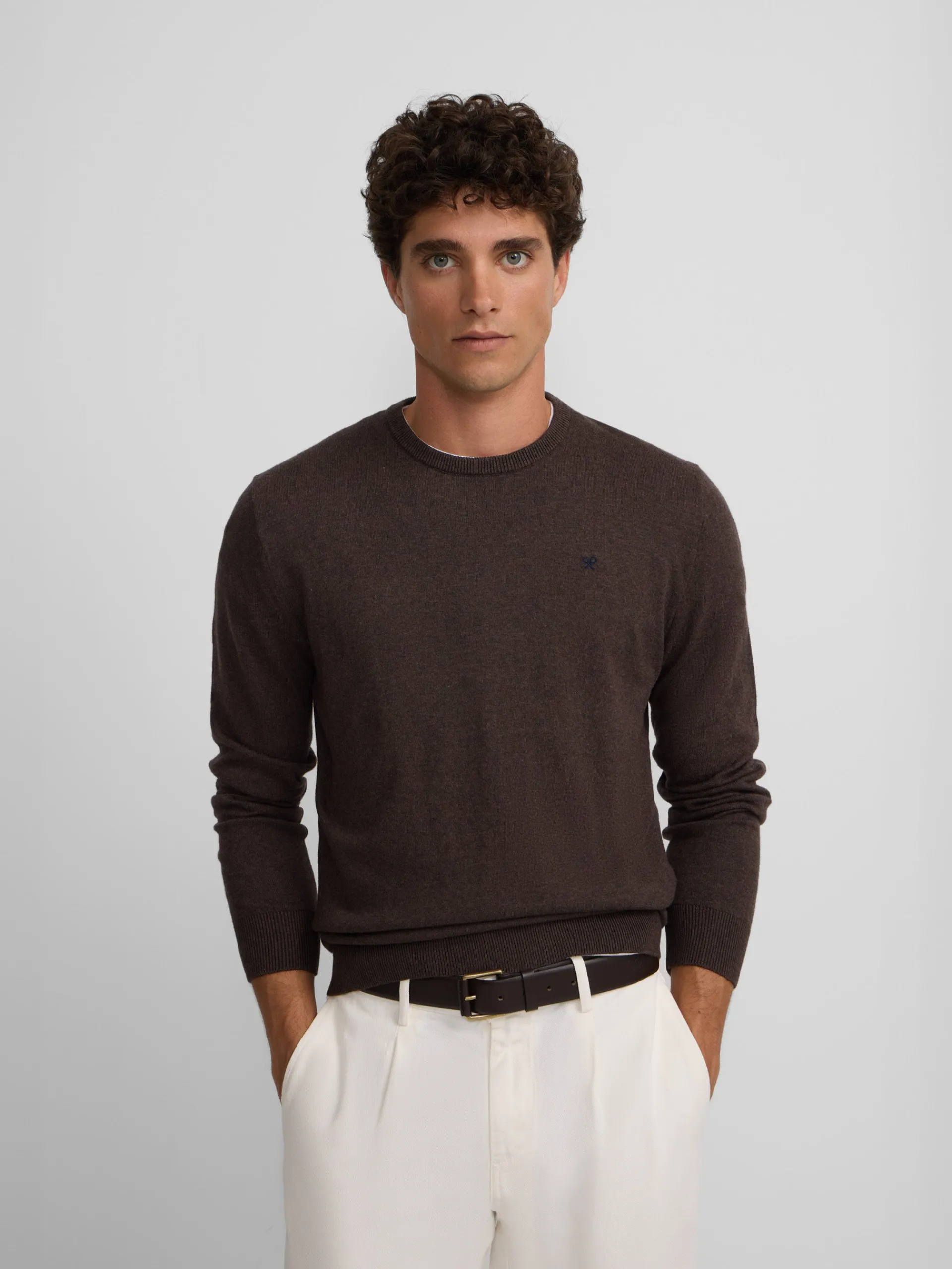 Silbon Smart Casual·Jerséis Y Cárdigan-Jersey classic cuello redondo Marron