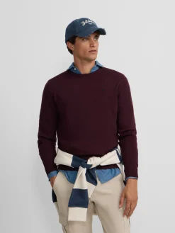 Silbon Smart Casual·Jerséis Y Cárdigan-Jersey classic cuello redondo oscuro Burdeos