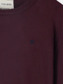 Silbon Smart Casual·Jerséis Y Cárdigan-Jersey classic cuello redondo oscuro Burdeos