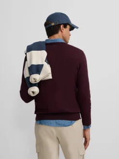 Silbon Smart Casual·Jerséis Y Cárdigan-Jersey classic cuello redondo oscuro Burdeos