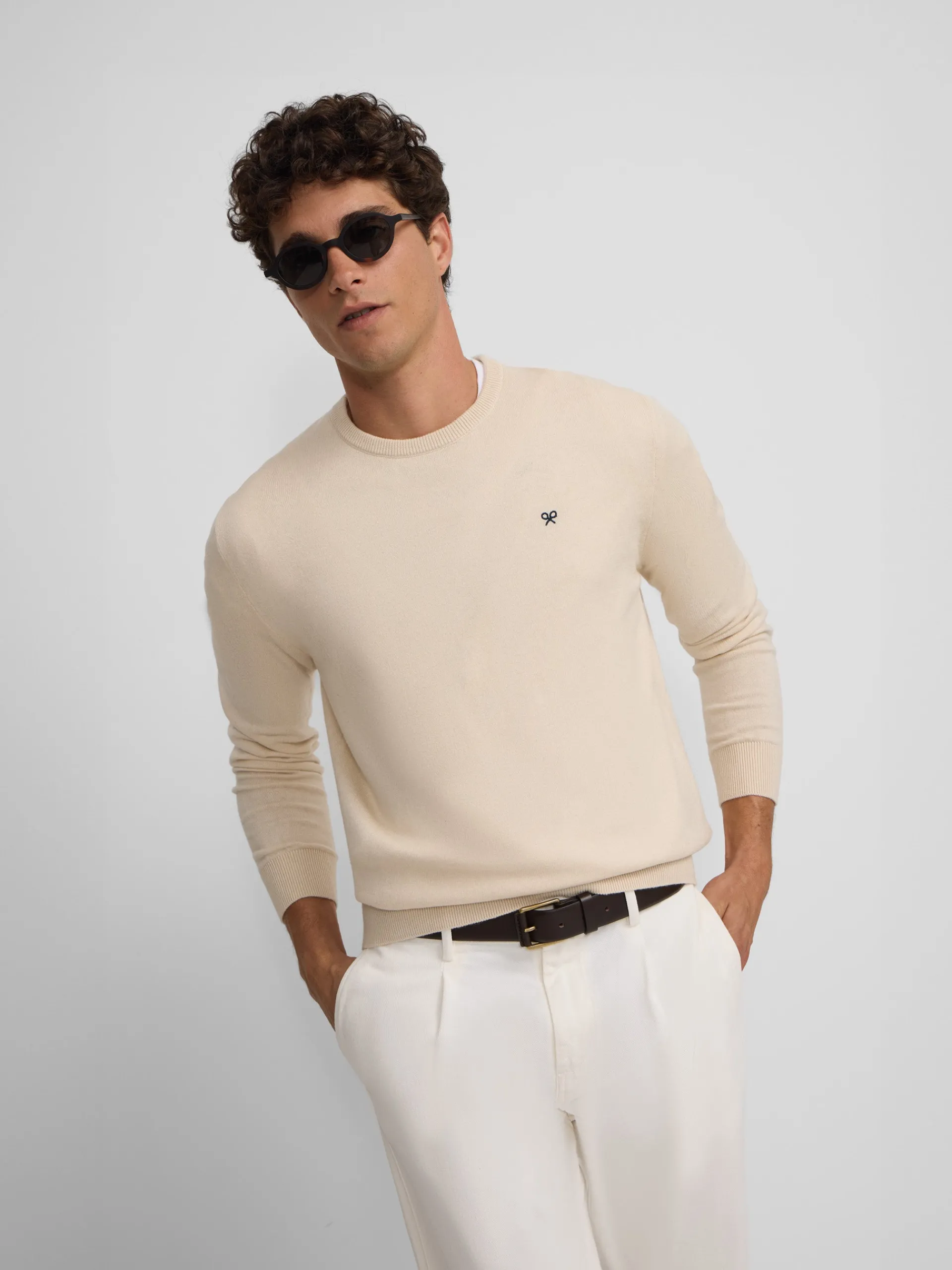 Silbon Smart Casual·Jerséis Y Cárdigan-Jersey classic cuello redondo beige claro Beige claro