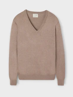 Silbon Smart Casual·Jerséis Y Cárdigan-Jersey cuello pico retro claro Marron