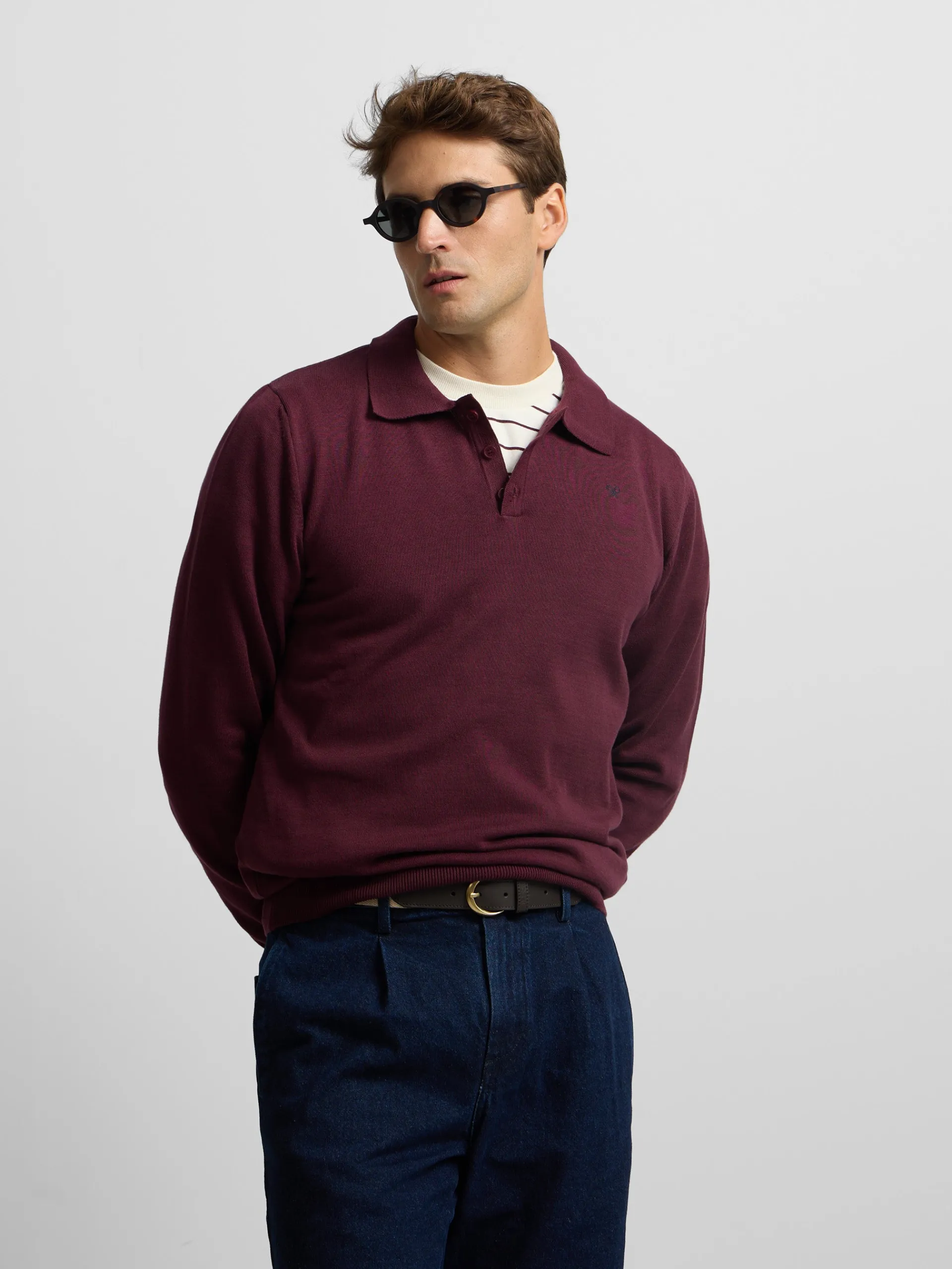 Silbon Smart Casual·Jerséis Y Cárdigan-Jersey cuello polo Burdeos