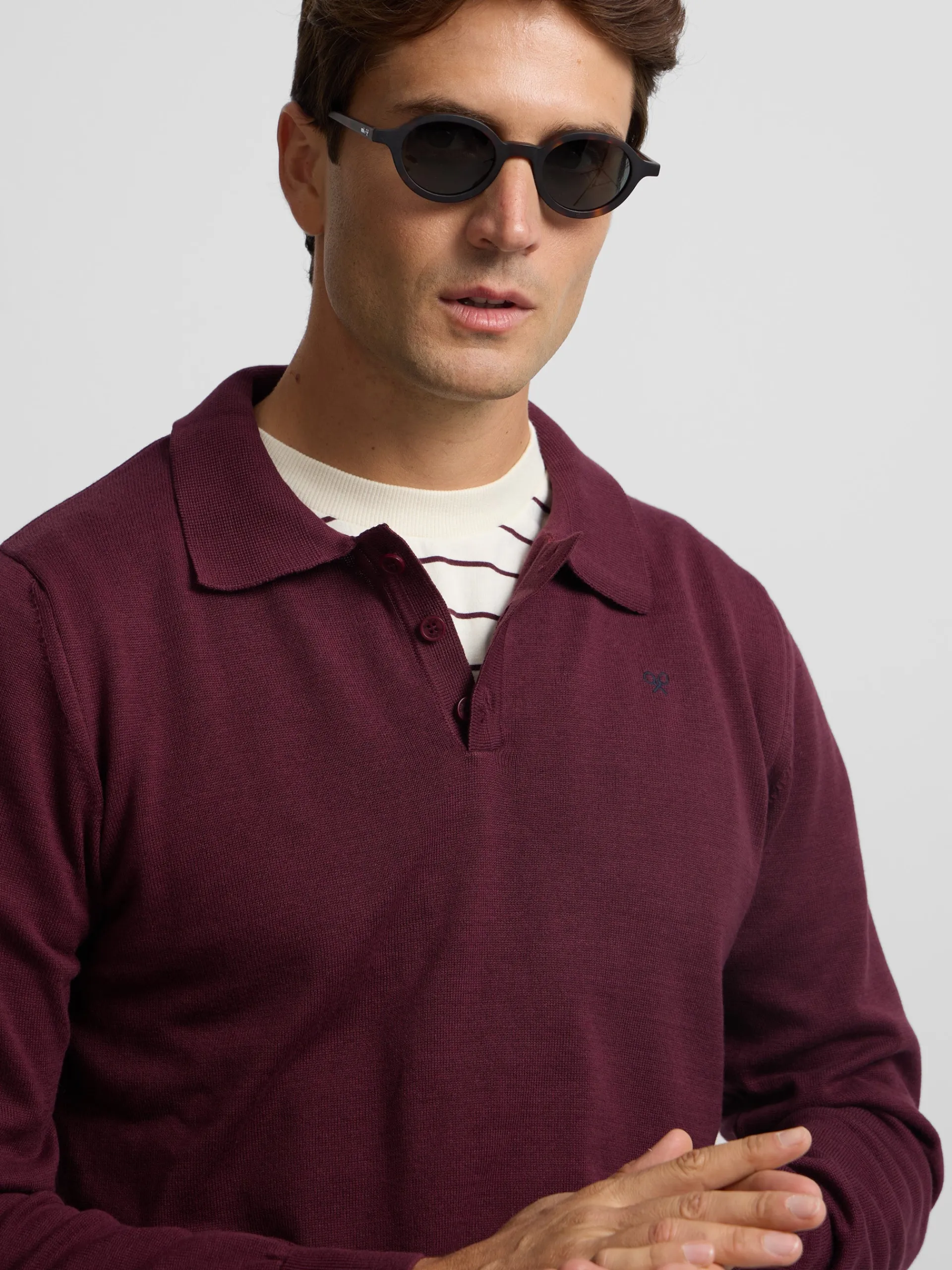 Silbon Smart Casual·Jerséis Y Cárdigan-Jersey cuello polo Burdeos