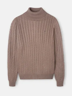 Silbon Smart Casual·Jerséis Y Cárdigan-Jersey cuello vuelto de ochos marron claro Marron claro