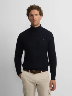 Silbon Smart Casual·Jerséis Y Cárdigan-Jersey cuello vuelto de ochos azul marino Azul&nbsp;marino