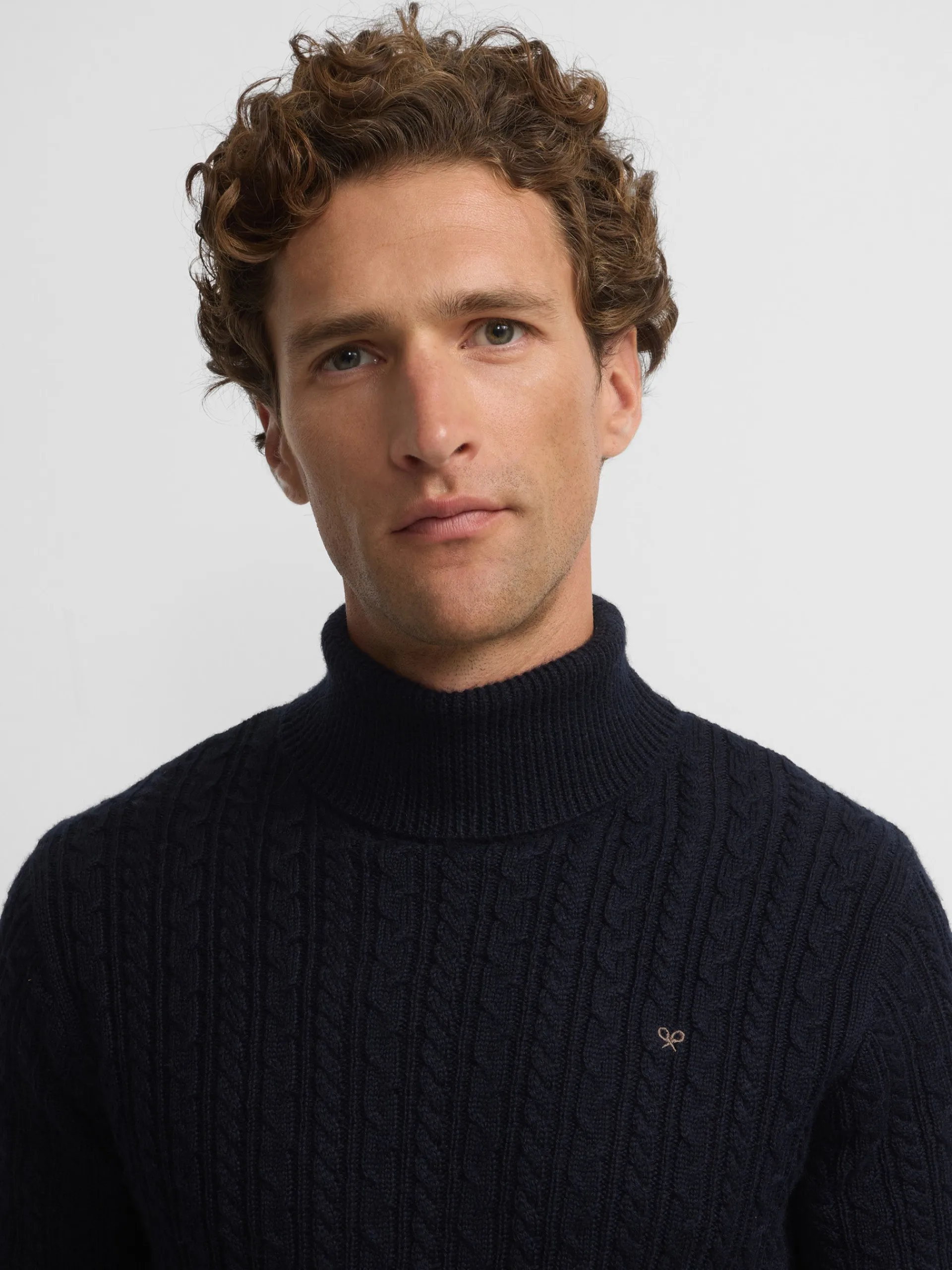 Silbon Smart Casual·Jerséis Y Cárdigan-Jersey cuello vuelto de ochos azul marino Azul marino