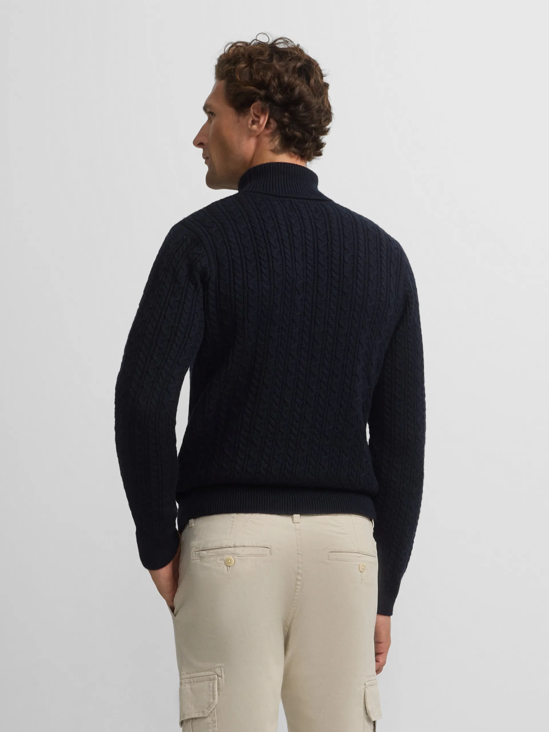 Silbon Smart Casual·Jerséis Y Cárdigan-Jersey cuello vuelto de ochos azul marino Azul marino