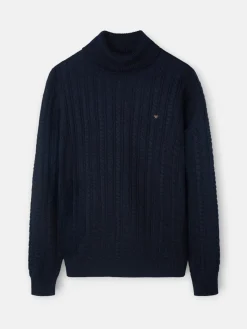 Silbon Smart Casual·Jerséis Y Cárdigan-Jersey cuello vuelto de ochos azul marino Azul marino