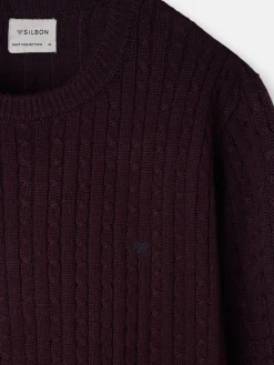 Silbon Smart Casual·Jerséis Y Cárdigan-Jersey de ochos clasico Burdeos