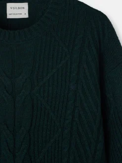 Silbon Smart Casual·Jerséis Y Cárdigan-Jersey de ochos Verde