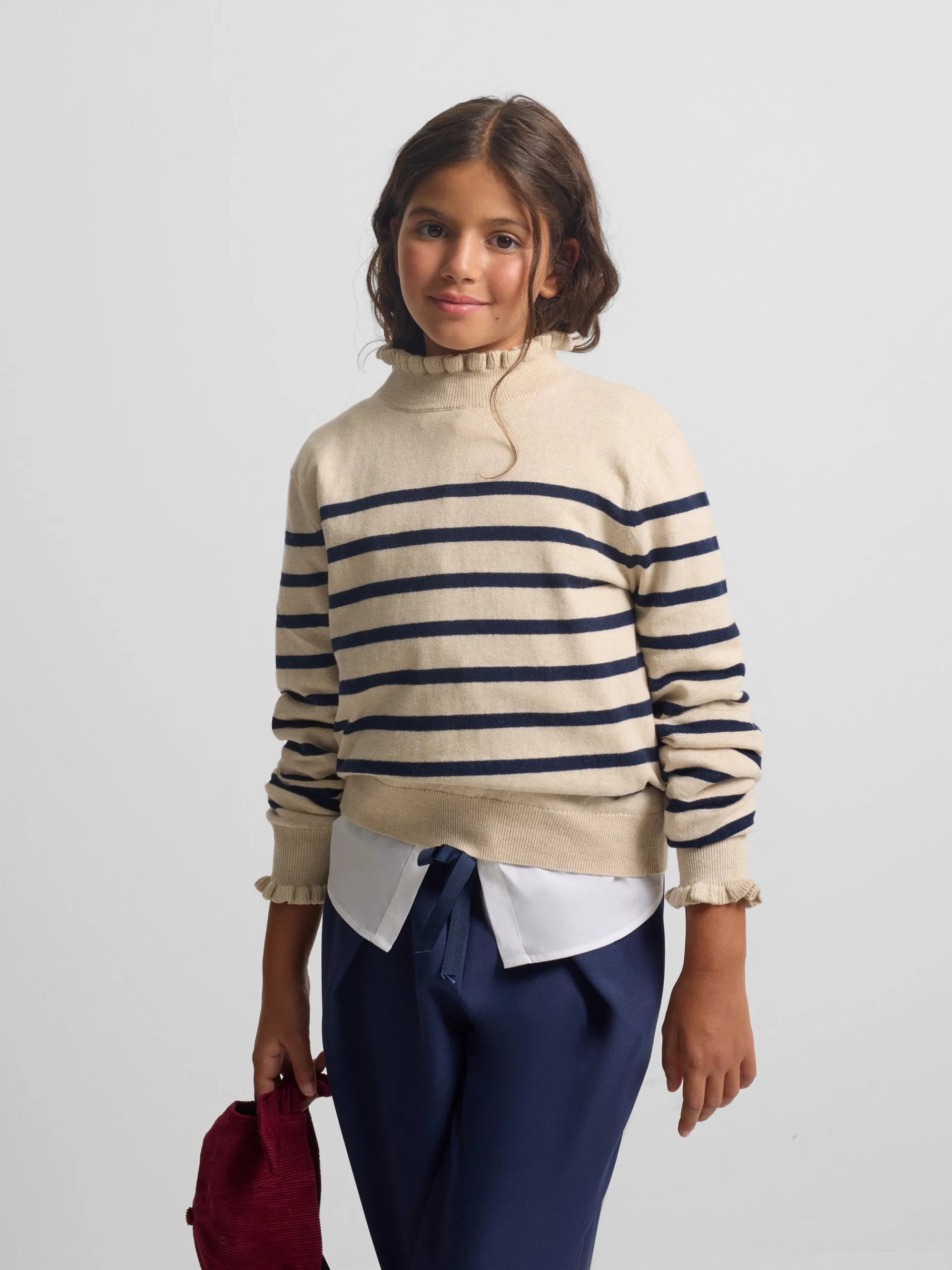 Silbon Exterior Y Punto-Jersey girl punto rayas marino Azul marino