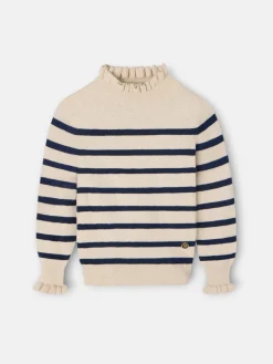 Silbon Exterior Y Punto-Jersey girl punto rayas marino Azul marino