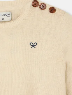 Silbon Jerséis-Jersey kids liso botones Beige