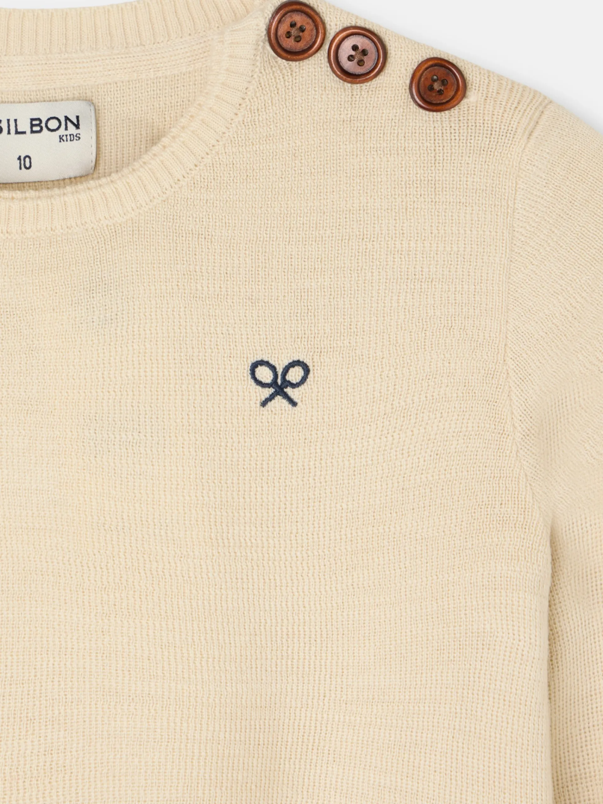 Silbon Jerséis-Jersey kids liso botones Beige