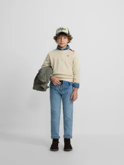 Silbon Jerséis-Jersey kids liso botones Beige