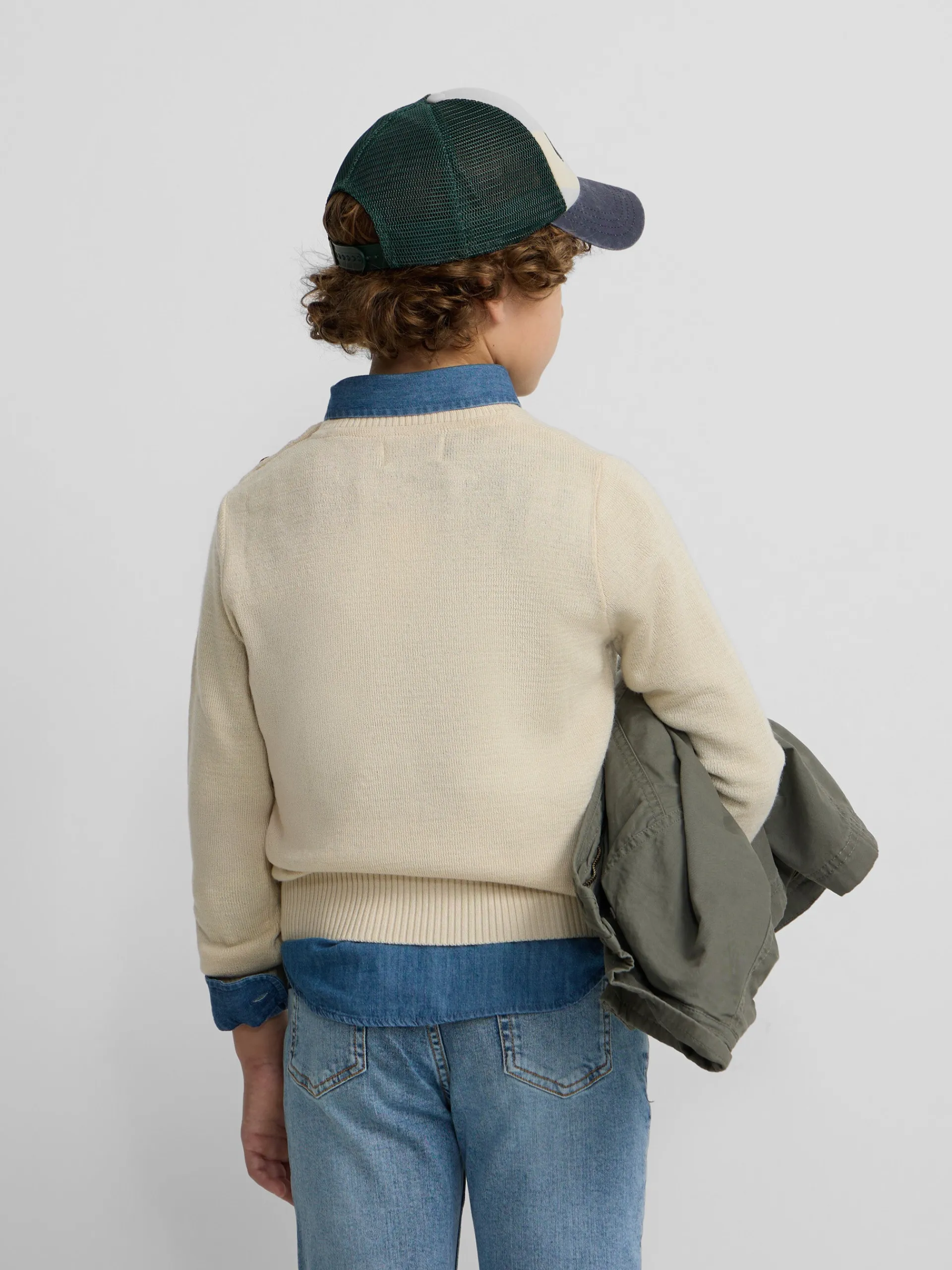 Silbon Jerséis-Jersey kids liso botones Beige