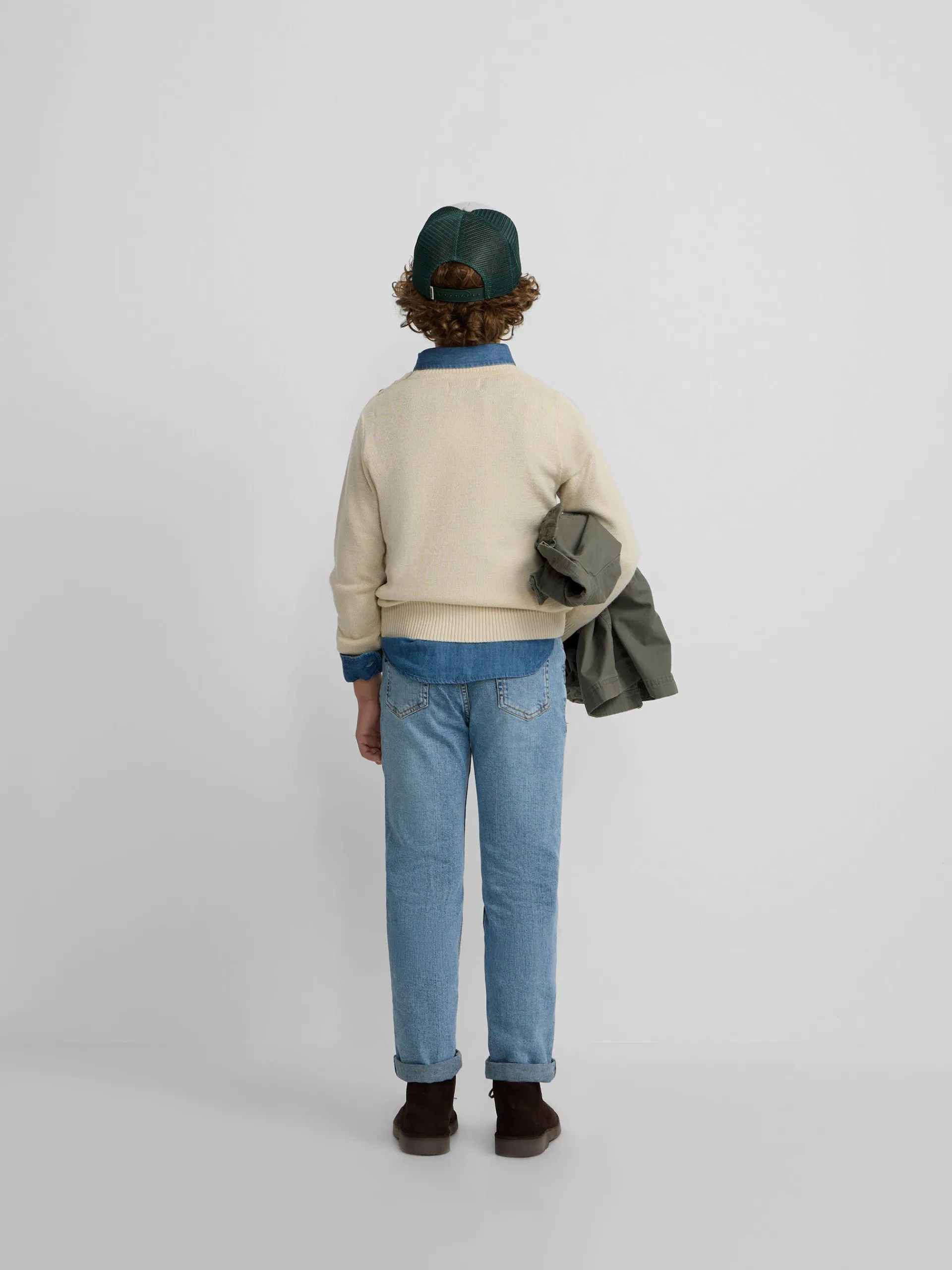 Silbon Jerséis-Jersey kids liso botones Beige