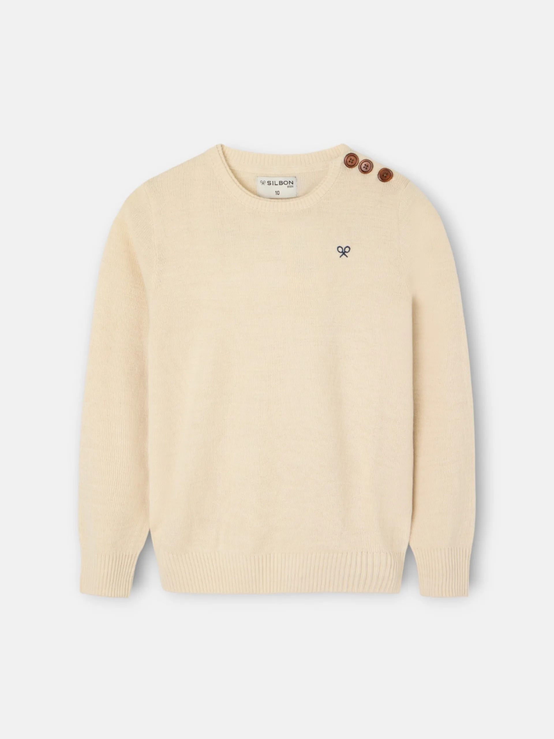 Silbon Jerséis-Jersey kids liso botones Beige