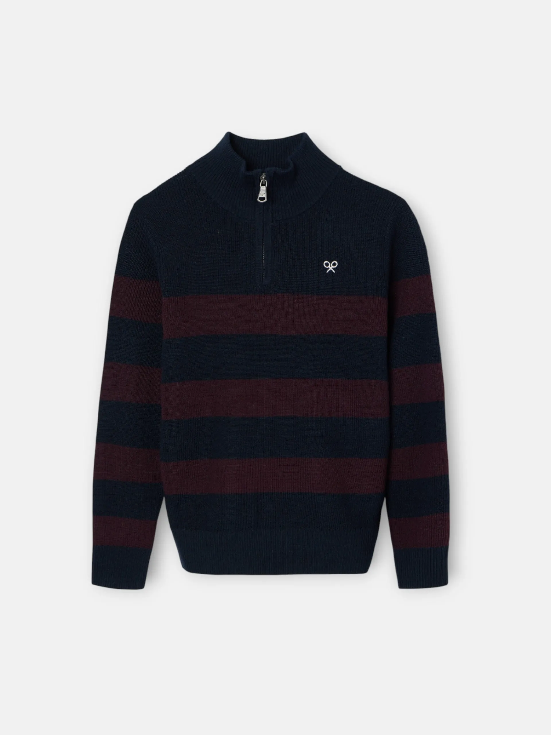 Silbon Jerséis-Jersey kids rayas media cremallera Burdeos