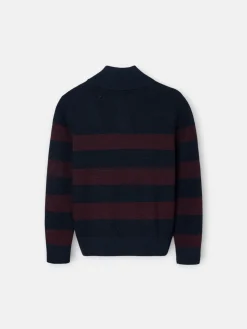 Silbon Jerséis-Jersey kids rayas media cremallera Burdeos