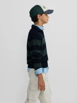 Silbon Jerséis-Jersey kids rayas media cremallera Verde