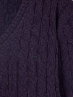 Silbon Punto-Jersey punto cuello pico Morado