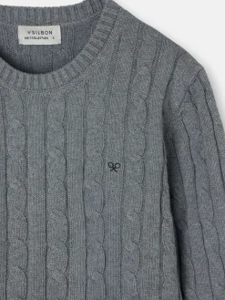 Silbon Punto-Jersey punto ochos Gris