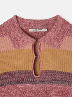 Silbon Punto-Jersey punto rayas s Rosa
