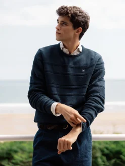 Silbon Smart Casual·Jerséis Y Cárdigan-Jersey trenzado minilogo azul marino Azul&nbsp;marino