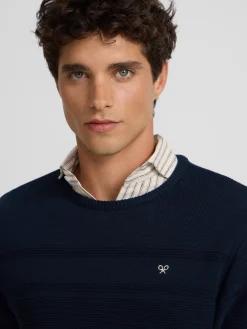 Silbon Smart Casual·Jerséis Y Cárdigan-Jersey trenzado minilogo azul marino Azul&nbsp;marino