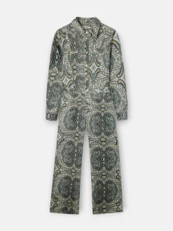 Silbon Vestidos, Monos Y Faldas-Mono pana estampado cachemir verde Burdeos