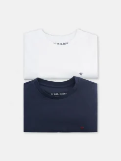 Silbon Smart Casual·Camisetas-Pack 2x camiseta miniraqueta blanca marina Azul&nbsp;marino