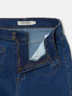Silbon Pantalones-Pantalon denim flare bolsillos Azul