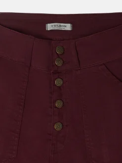 Silbon Pantalones-Pantalon denim vuelta Burdeos